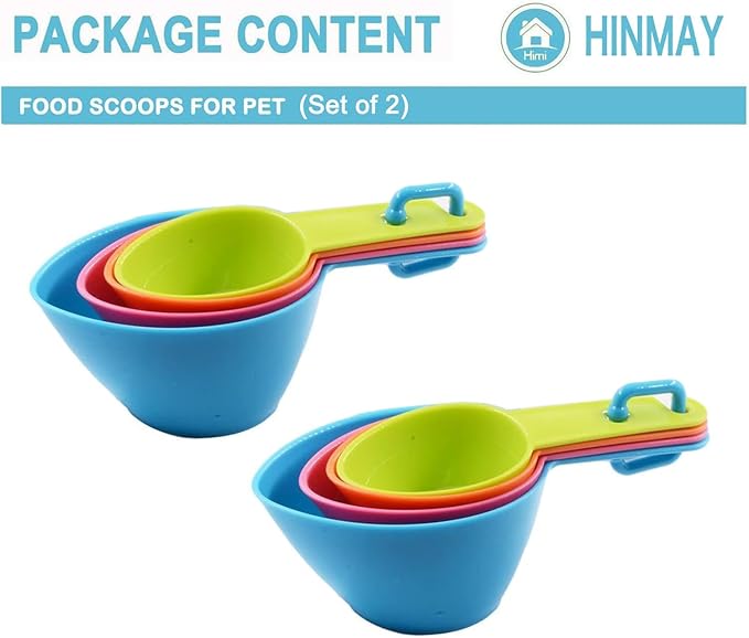 HINMAY Pet Food Scoops Plastic Measuring Cups Set for Dog Cat and Bird Food, Set of 2