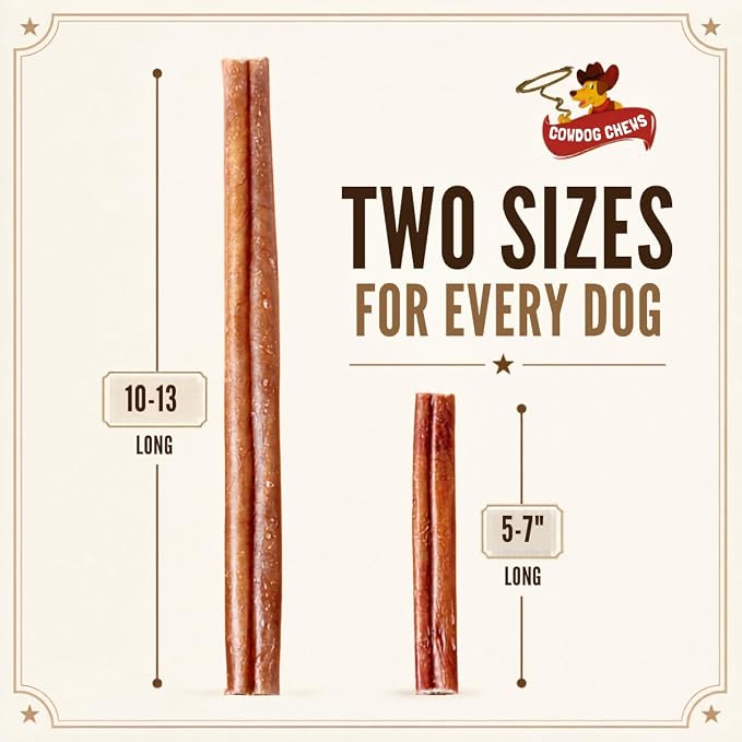 Cowdog Chews Beef Bully Stick: Odor-Free, Fully Digestible Beef Collagen Chews (5-7", 25 Count) - Natural, Grain-Free, Long-Lasting Collagen Bully Stick Substitute for All Dog Breeds