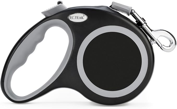 Retractable Dog Leash 26 FT, Heavy Duty Dog Leash for Dogs up to 110lbs, Strong Nylon Tape No Tangle, One-Handed Brake, Pause, Lock, Perfect for Medium Large Dogs (Black, 26 FT(66-110 LBS))