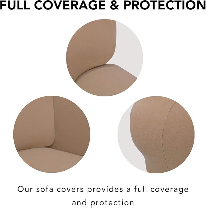 PureFit Super Stretch Chair Sofa Slipcover – Spandex Non Slip Soft Couch Sofa Cover, Washable Furniture Protector with Non Skid Foam and Elastic Bottom for Kids, Pets （Chair, Camel）