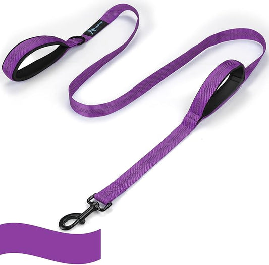 Dog Leash for Large Medium Dogs 6Ft x 1" Reflective Stitching Large Leash with 2 Traffic Padded Handles Dog Lead Rope Pet Leash for Running Walking Training (Purple 1 Pack)