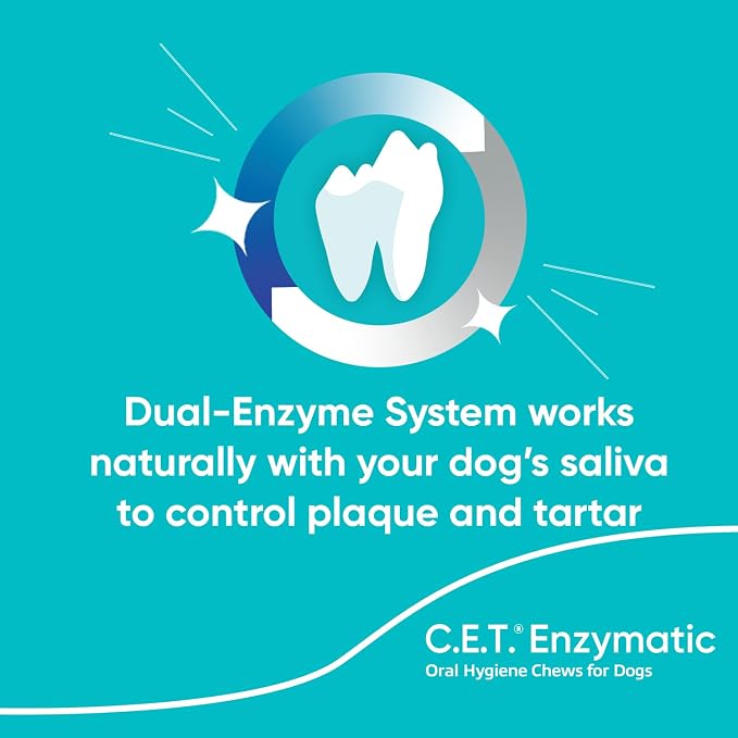 Virbac C.E.T.® Enzymatic Oral Hygiene Chews for Dogs, Large - Plaque & Tartar Control - Single Layer Beefhide with Exclusive Dual-Enzyme System & Tasty Chicken Flavor - Easy to Give Dog Dental Chew