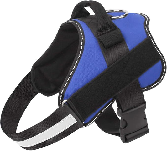 Dog Harness, No-Pull Reflective Dog Vest, Breathable Adjustable Pet Harness with Handle for Outdoor Walking - No More Pulling, Tugging or Choking (Blue, XL)