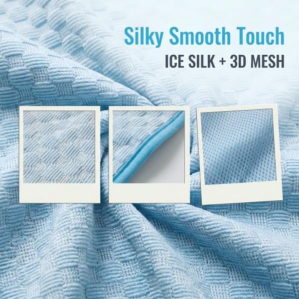 Dog Cooling Mat for Large Dogs 31"x23", Non-Slip Washable Ice Silk Cool Pad for Pets Up to 33 lbs, Rugged Self-Cooling Pet Bed for Indoor & Outdoor Summer Use, Blue