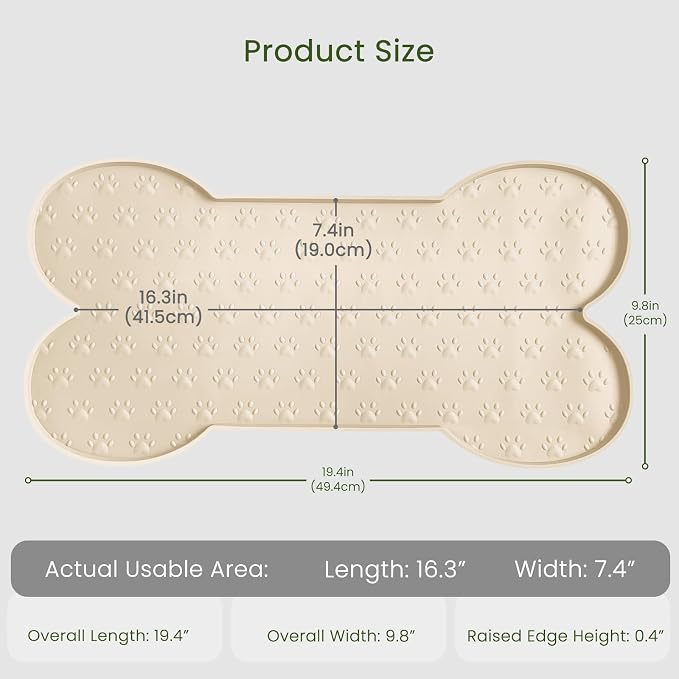 PWTAA Dog Food Mat Anti-Slip Silicone Dog Bowl Mat Thicker Pet Placemat Waterproof Cat Feeder Pad with Raised Edge Puppy Kitten Feeding Mats Suitable Small Medium-Sized Dogs Cats Eating Tray