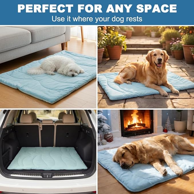 Dog Cooling Mat for Large Dogs, Double-Sided Waterproof & Cool(Q-Max>0.5),Portable Dog Cooling Mat for Summer(L/27.95 * 48 inch)
