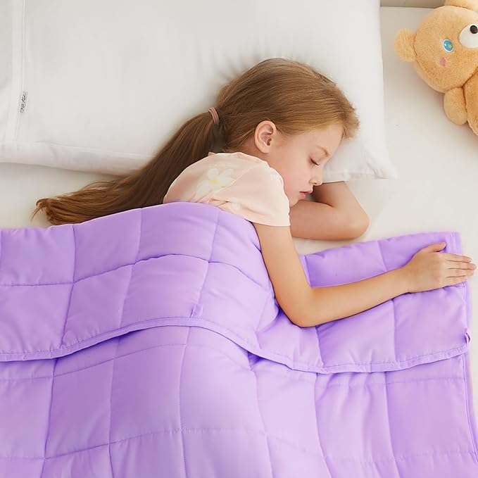 L'AGRATY Weighted Blanket - 40"x60" 7lbs Cooling Breathable Weighted Blanket Microfiber Material with Glass Beads