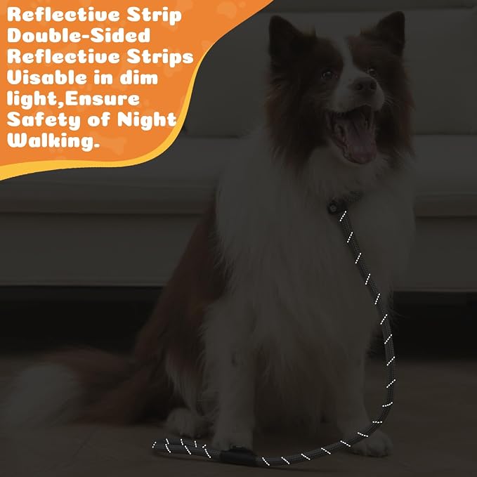Reflective Slip Leads for Dogs,6FT x 1/2" Dog Leash Heavy Duty Strong Rope Lead for Large, Medium Dogs, No Pull Pet Training Leash(Gray, Large(1/2in-6ft))