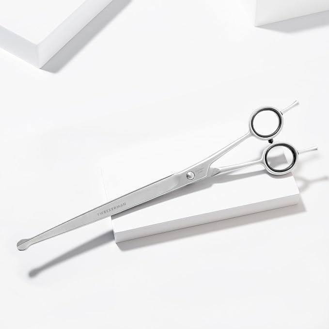 Tweezerman 9" Pet Grooming Scissors with Safety Round Tips, Professional Curved Grooming Shears for Medium to Large Dogs