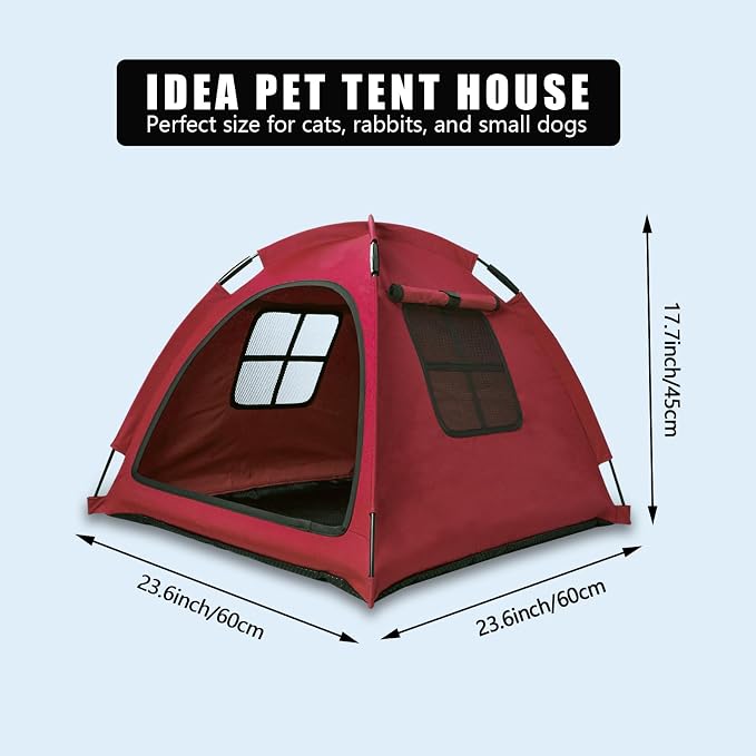 Anti-Anxiety Open Pet Tent for Cats & Dogs, Calming Hideaway | Soothing den, ventilated mesh, ripstop oxford, tip-proof. No-tools, washable cover. Indoor & outdoor. Up to 35lb. 5 colors