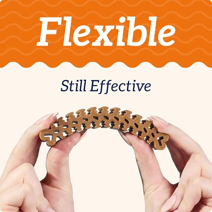 Groovies Flexible Dog Dental Chews with Patented DentalFit Technology to Help Support Tartar Control & Fresh Breath, Large Dog Chews for 25-50 lb Dogs, USA Manufactured Oral Care, 6 Chews