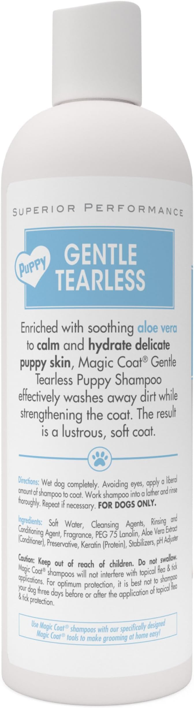 Four Paws Magic Coat Gentle Tearless Soothing Aloe Vera Puppy Shampoo, Gentle Deodorizing Shampoo for Puppies, Baby Powder Scent, 16 Ounce