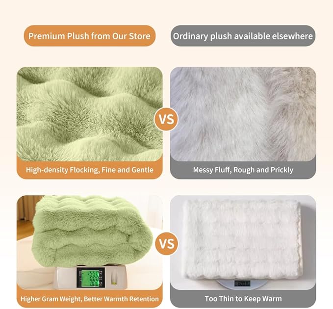 SOMAHE Cat Blanket, Reversible Sherpa & Bubble Fleece Pet Throw, Ultra-Soft Plush for Indoor Cats, Machine Washable, Anti-Static, Warm & Cozy, 22"×18" Inch Green