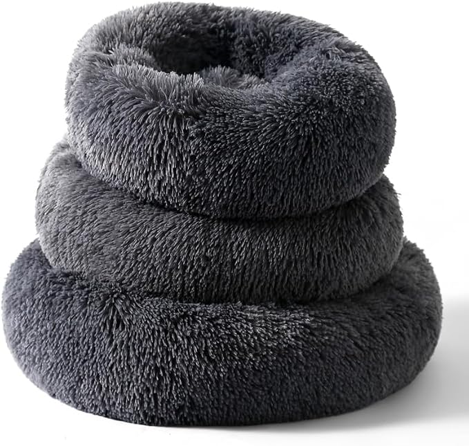 Cat Bed Pet Bed Fluffy Round Dog Bed Rabbit Bed Dog Small Bed Donut Non-Slip Calming Soft Donut Cuddler Cushion Self Warming for Small Dogs Kittens for 5Kg Pet