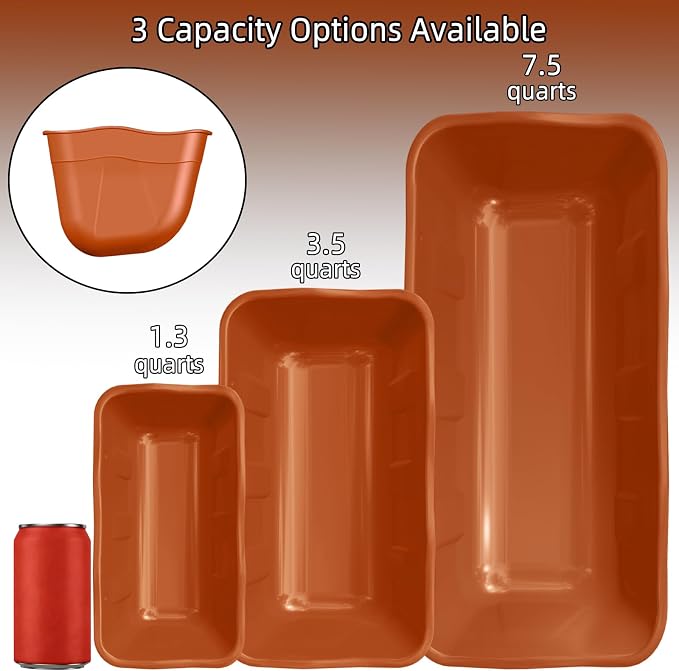 Chicken Feeder Waterer,Hanging Goat Feeders,Feed Trough 3.5 Quart 6 Pack,Hanging Fence Feed Trough for Poultry Livestock,Terracotta