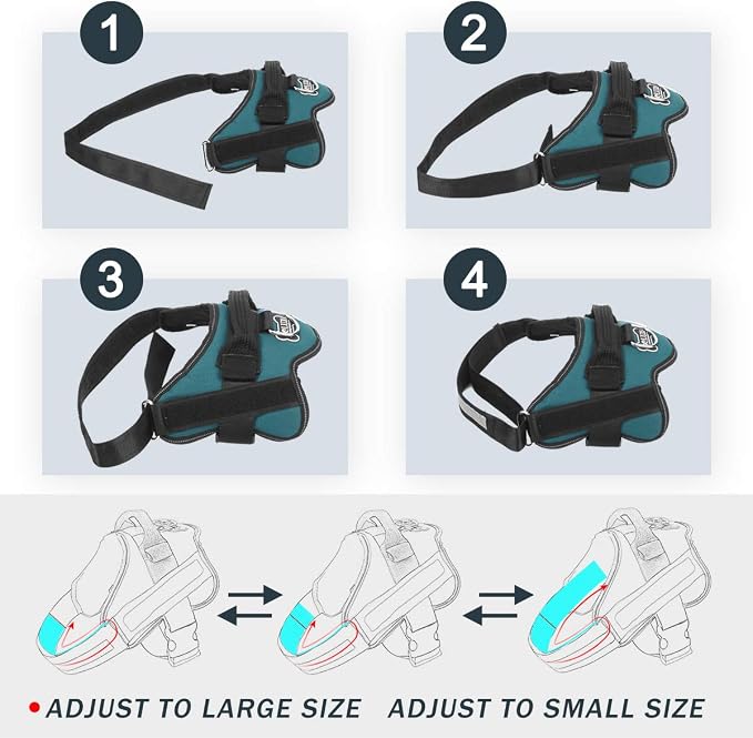 Dog Harness, No-Pull Reflective Dog Vest, Breathable Adjustable Pet Harness with Handle for Outdoor Walking - No More Pulling, Tugging or Choking (Turquoise, XS)
