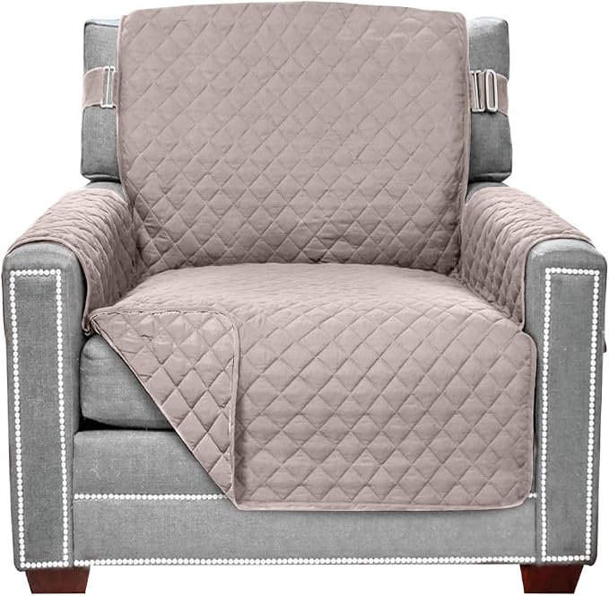 Sofa Shield® Couch Armchair Covers for Dogs, Reversible Furniture Protector with Strap, Stain and Tear Resistant Cushion Cover, 23 inch Seat, Machine Washable Slipcover Pets, Cats, Light Taupe