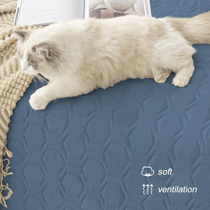Tcksstex Waterproof and Non-Slip Dog Bed Cover and Pet Blanket Sofa Pet Bed Mat ，car Incontinence Mattress Protectors Furniture Couch Cover for Most Cats Dogs,Pets（82x102- Navy Blue）