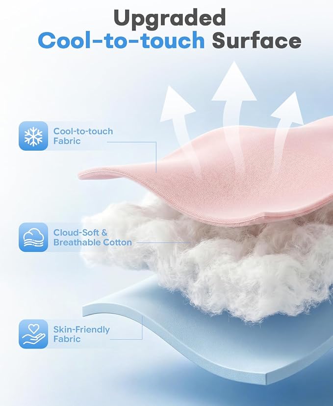 BurgeonNest Cooling Small Dog Pillow for Puppies and Cats, Summer Chill Pet Calming Pillow with Cool-Touch Fabric, Soft Sleep Bolster for Senior Dogs & Kittens, Machine Washable (Cool Pink, Large)