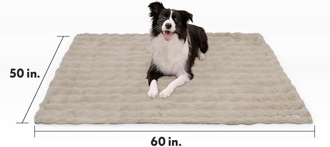 Paw Inspired Waterproof Dog Blanket, Soft Faux Fur Throw with Fur-Resistant Fleece, Washable Pet Blanket, Waterproof Protection for Couch, Bed, Furniture, Crate, Car (60x50, Tan)