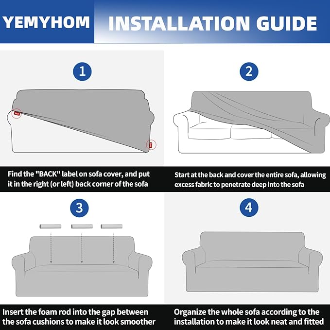 YEMYHOM Couch Cover Latest Jacquard Design High Stretch Sofa Chair Covers for Living Room, Pet Dog Cat Proof Armchair Slipcover Non Slip Elastic Furniture Protector (Small, Begonia Leaf Light Gray)