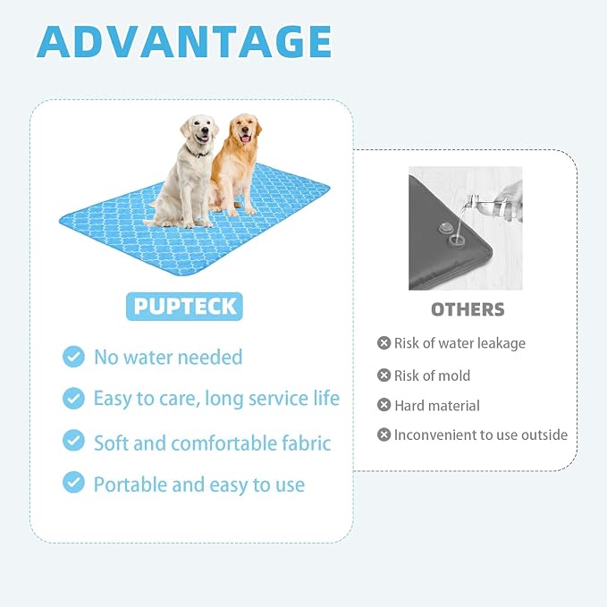 PUPTECK Dog Cooling Mat for Medium Large Dogs, Blanket for Kennels Crate Floor, Pets Cooling Pad, Dog Cat Summer Sleeping Outside, Sky Blue Large 28"x40"