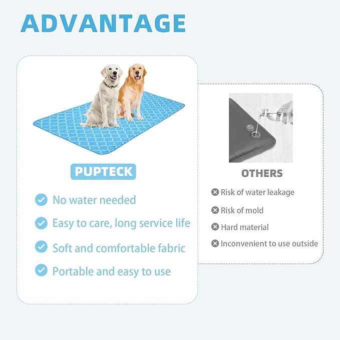 PUPTECK Dog Cooling Mat Pad for Medium Large Dogs, Cooling Blanket for Kennels Crate Floor, Dog Cat Summer Sleeping Bed Outside, Washable & Portable, X-Large 40"x60"