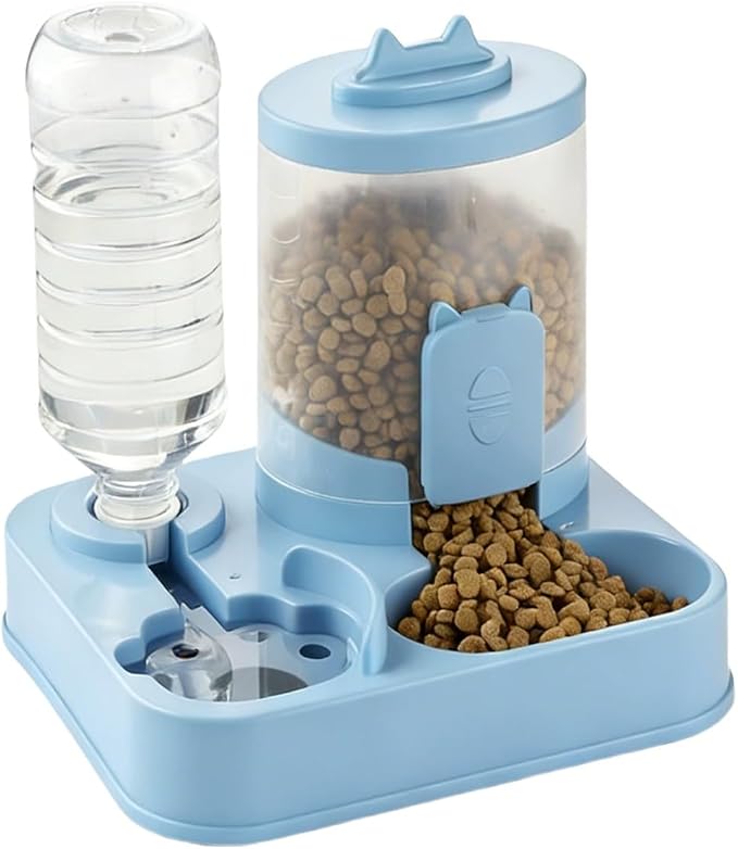2 in 1 Automatic Pet Feeder Water Dispenser, Adjustable Elevated Raised Stand Feeder, Automatic Cat Feeder with Non Slip Base for Small Medium Dog Puppy Cat, Easy to Clean (Color D)