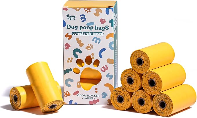 Dog Poop Bags Rolls Guaranteed Leak Proof and Extra thick Poop Bags for Dogs,120 Count 8 Rolls,Lavender Scented,Cornstarch Based Doggie Poop Bag for Puppy and Big Dogs