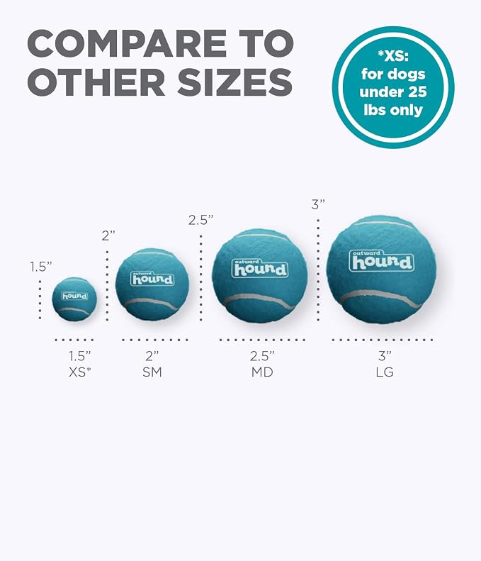 Outward Hound Squeaker Ballz – Squeaky Tennis Balls for Dogs Under 25 lbs, Interactive Dog Toy for Fetch & Training, Small (2"), 8‑Pack