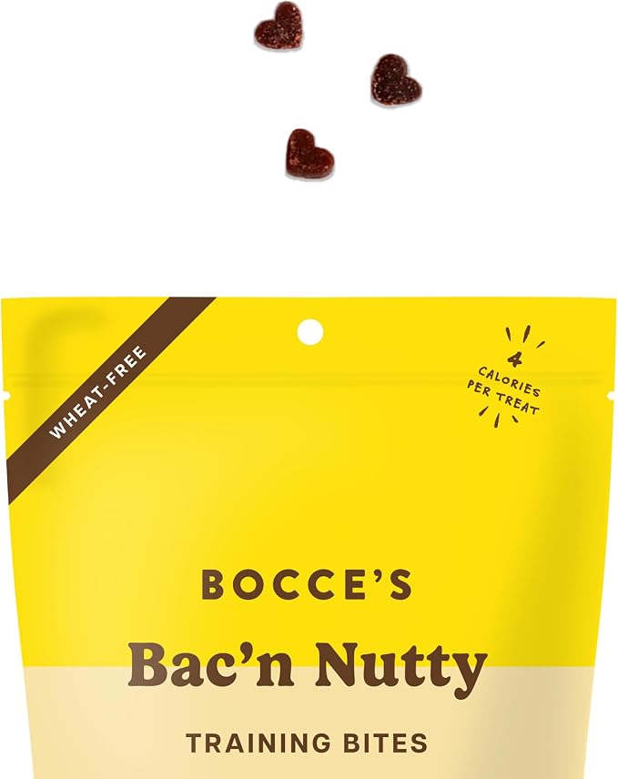 Bocce's Bakery Bac’n Nutty Training Treats for Dogs – Natural, Low-Calorie, Wheat-Free Training Bites Made with Real Ingredients and Baked in The USA – PB & Bacon Recipe (2 Pack Bundle)