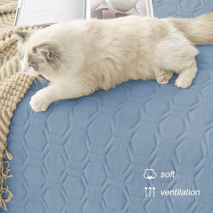 Tcksstex Waterproof and Anti-Slip Dog Bed Cover and Pet Blanket Sofa Pet Bed Mat ，car Incontinence Mattress Protectors Furniture Couch Cover for Most Cats Dogs, Pets（52x82-Stoneblue）