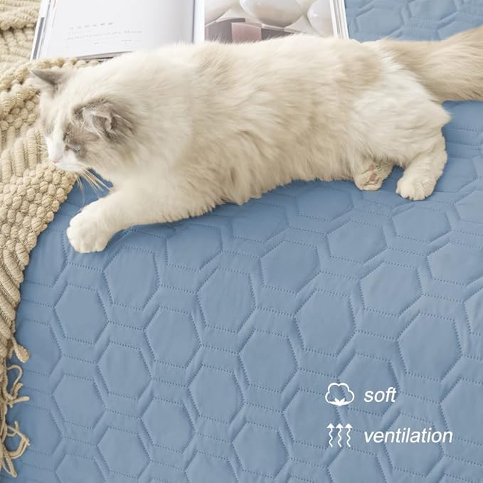 Tcksstex Waterproof and Anti-Slip Dog Bed Cover and Pet Blanket Sofa Pet Bed Mat ，car Incontinence Mattress Protectors Furniture Couch Cover for Most Cats Dogs, Pets（30x70-Stoneblue）