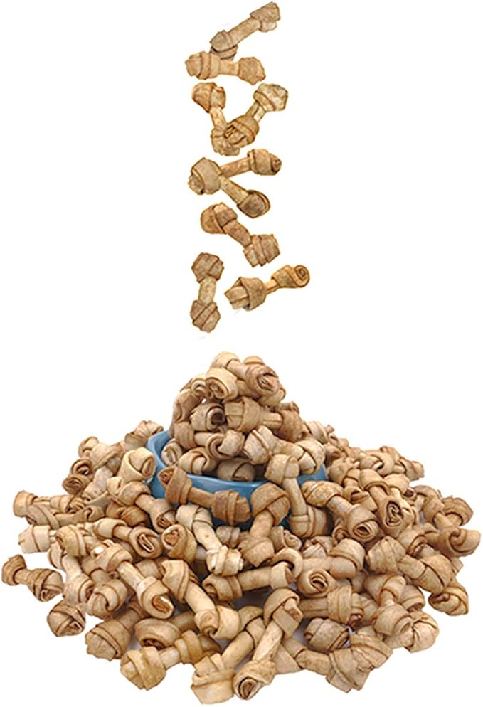 MON2SUN Dog Rawhide Knot Bones Small Rawhide Bones Mini Chews Chicken Flavour 2.5 Inch 100 Count for Puppy and Small Dogs
