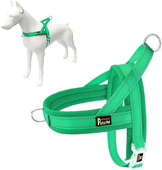 Plutus Pet No Pull Dog Harness with Breathable Mesh Padded, Adjustable Reflective Escape Proof Dog Harness, Quick Fit Dog Vest Harness for Small Medium Large Dogs(XL, Green)