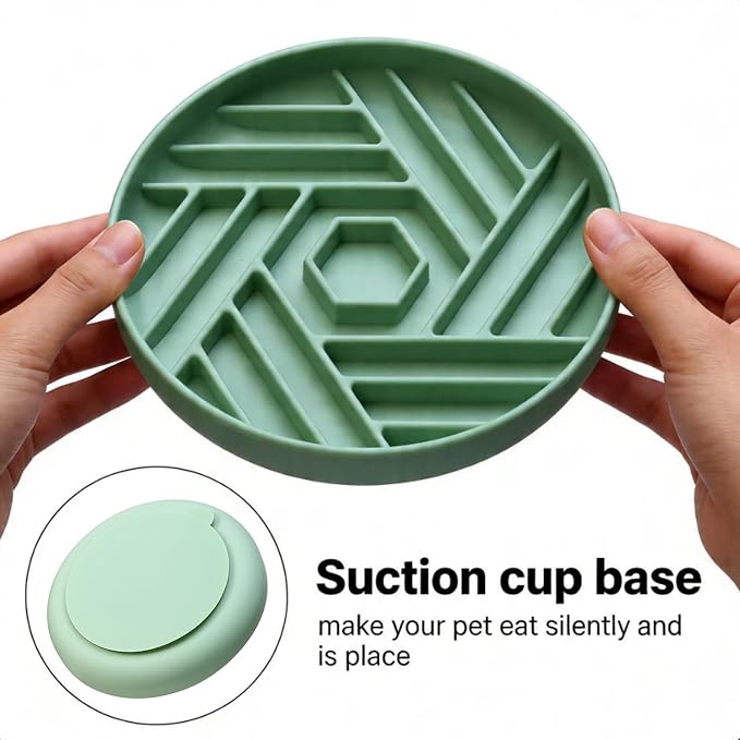Silicone Slow Feeder Dog Bowl with Suction Base, Anti Choking Maze Puzzle Design Pet Bowl for Small and Medium Dogs & Cats, Non-Slip Food Grade Slow Eating Bowl to Prevent Bloating