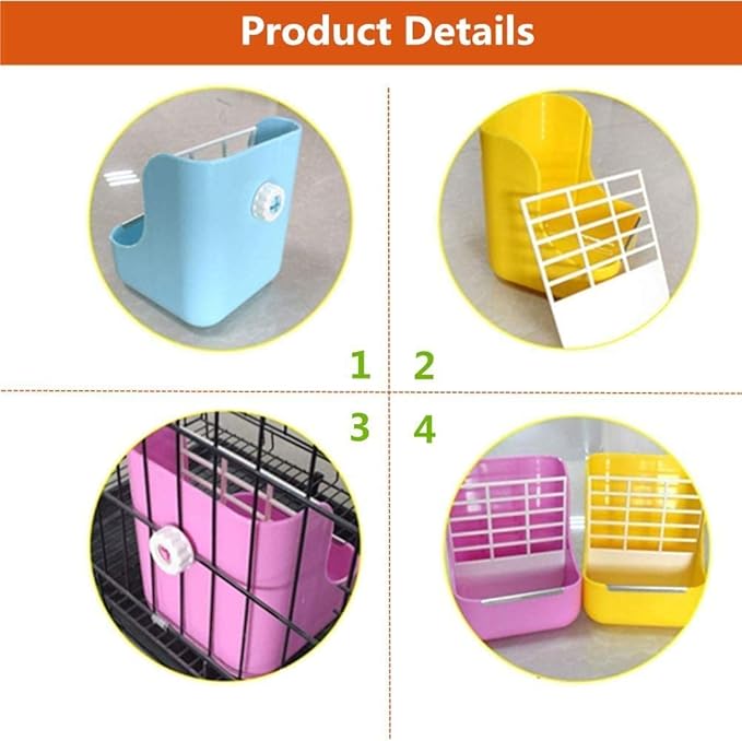 Rabbit Supplies with Bowl & Hay Feeder - Accessories for Bunnies & Guinea Pigs, 6x6x7 Inches (Blue)