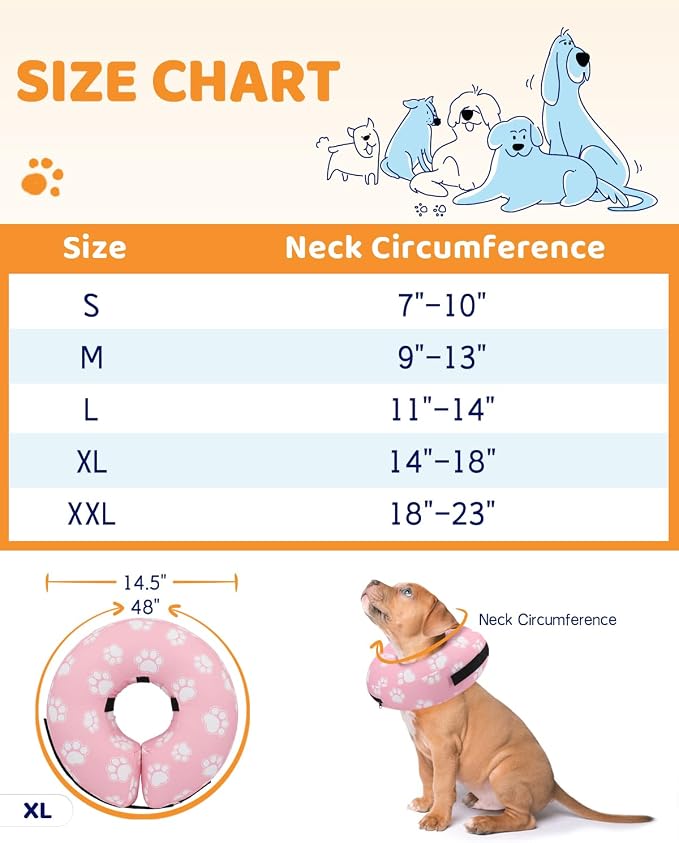 Supet Inflatable Dog Cone Collar Alternative After Surgery, Doggie Neck Donut Collar Recovery E Collar for Neuter, Soft Dog Cone for Small Medium Large Dogs
