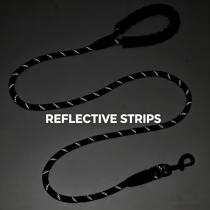 Dog Leash for Medium Large Dogs, Reflective 5FT Heavy Duty Rope Dog Leash with Padded Handle for Night Walking, Tangle-Free Design for Dogs, 1/2 inch Width