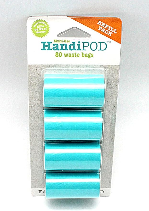 HandiPOD Dog Poop Bag Refills, 80 Count (Turquoise Refill Pack)