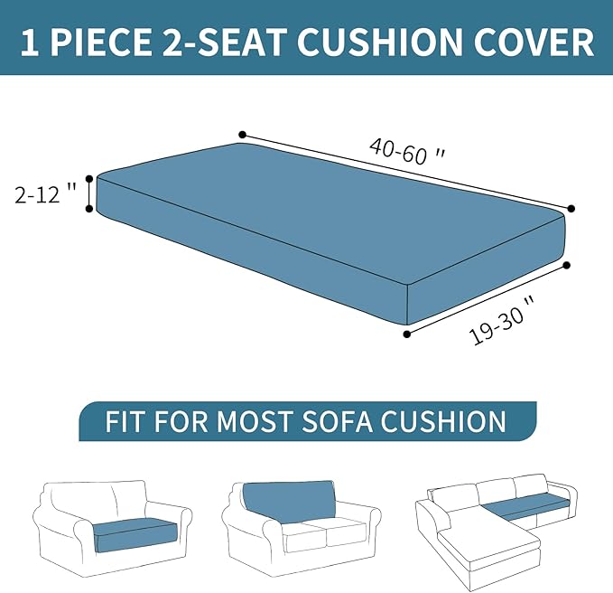 XINEAGE Couch Cushion Covers,Loveseat Seat Slipcovers for Pets,Non Slip Sofa Seat Cover Washable,Sofa Slipcovers with Elastic Bottom(1 Piece Loveseat Cushion Cover,Khaki)