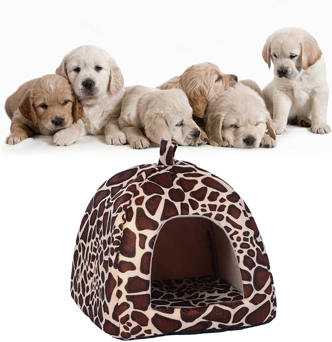 Strawberry Plush Pets House Washable Pets Cave Sofa Half-Closed Fluffy Dogs Room Soft Puppy House for Winter Indoor