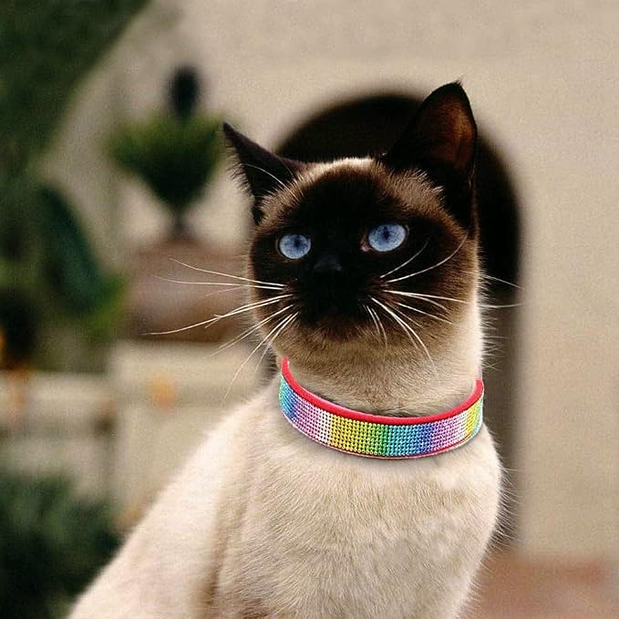 Rhinestone Dog Collar, Cute Dazzling Sparkling Soft Suede Leather Dog Cat Rhinestone Collar Crystal Diamond Pet Dog Puppy Collar (XS, Red-3)