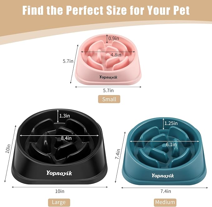 Yopnoyik 2 Pack Slow Feeder Dog Bowls for Healthy Eating, Non-Slip and Anti-Choking Design, Reduces Bloating & Overeating for Large Dogs, Easy to Clean