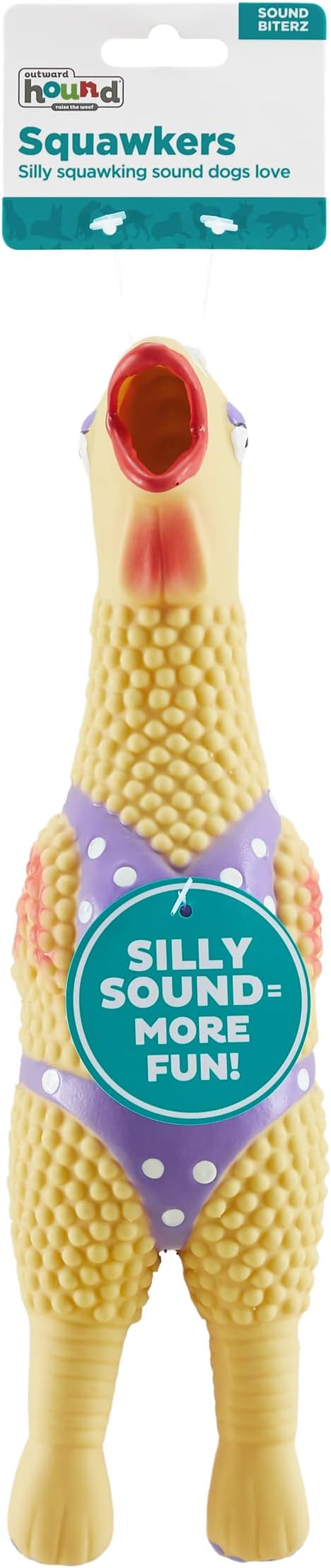 Outward Hound by Charming Pet Squawkers Henrietta Latex Squeaky Rubber Chicken Dog Toy, Funny Interactive Holiday Toy for Dogs, Small Size (Pack of 2)