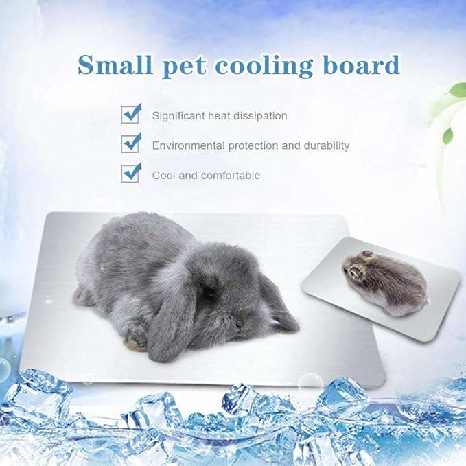 Rabbit Cooling Pad, 2PCS Hamster Cooling Pad Pet Cooling Mat for Rabbit Bunny Hamster Guinea Pig & Other Small Pets Stay Cool This Summer - Bite Resistance Pet Cool Plate Ice Bed