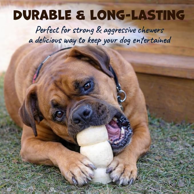 Beef Cheek Rolls for Dogs - Natural & Odor-Free Dog Treats - 5 to 6 Inch Medium Beef Hide Dog Chews - 4 Pack