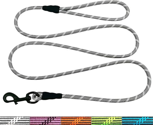 WYuZe 1/5" Ultra-Thin Dog Leash for Puppies Up to 15lbs, 6/10/15 FT Long Reflective Cat Leash, Lightweight Rope Lead for Walking Training Chihuahua/Maltese/Tiny Dogs (6ft, Black)