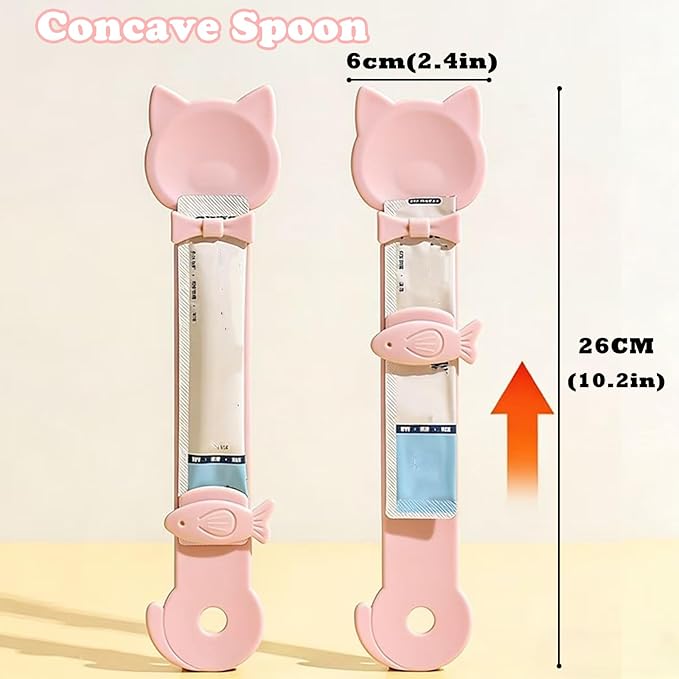 Cat Treat Spoon Squeeze & 3 Pcs Can Lids | Cat Treat Feeder for Liquid Snack | Universal Silicone Pet Can Covers BPA Free | Churu Spoon Dispenser(Multicolor)