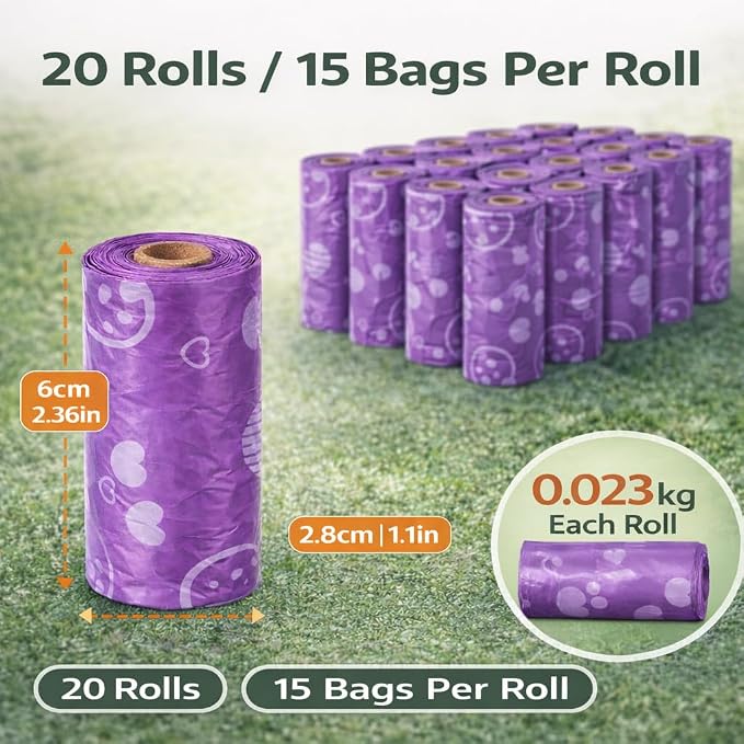 BPI Certified Compostable Dog Poop Bags 300 Count, Extra Thick Leak-Proof Pet Waste Bags, ASTM D6400 Biodegradable, 9 x 13 Inches for Small & Large Dogs